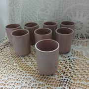 8 signed enamelled ceramic mugs