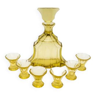 Art Deco crystal decanter liqueur set, Czech Republic, 1930s.