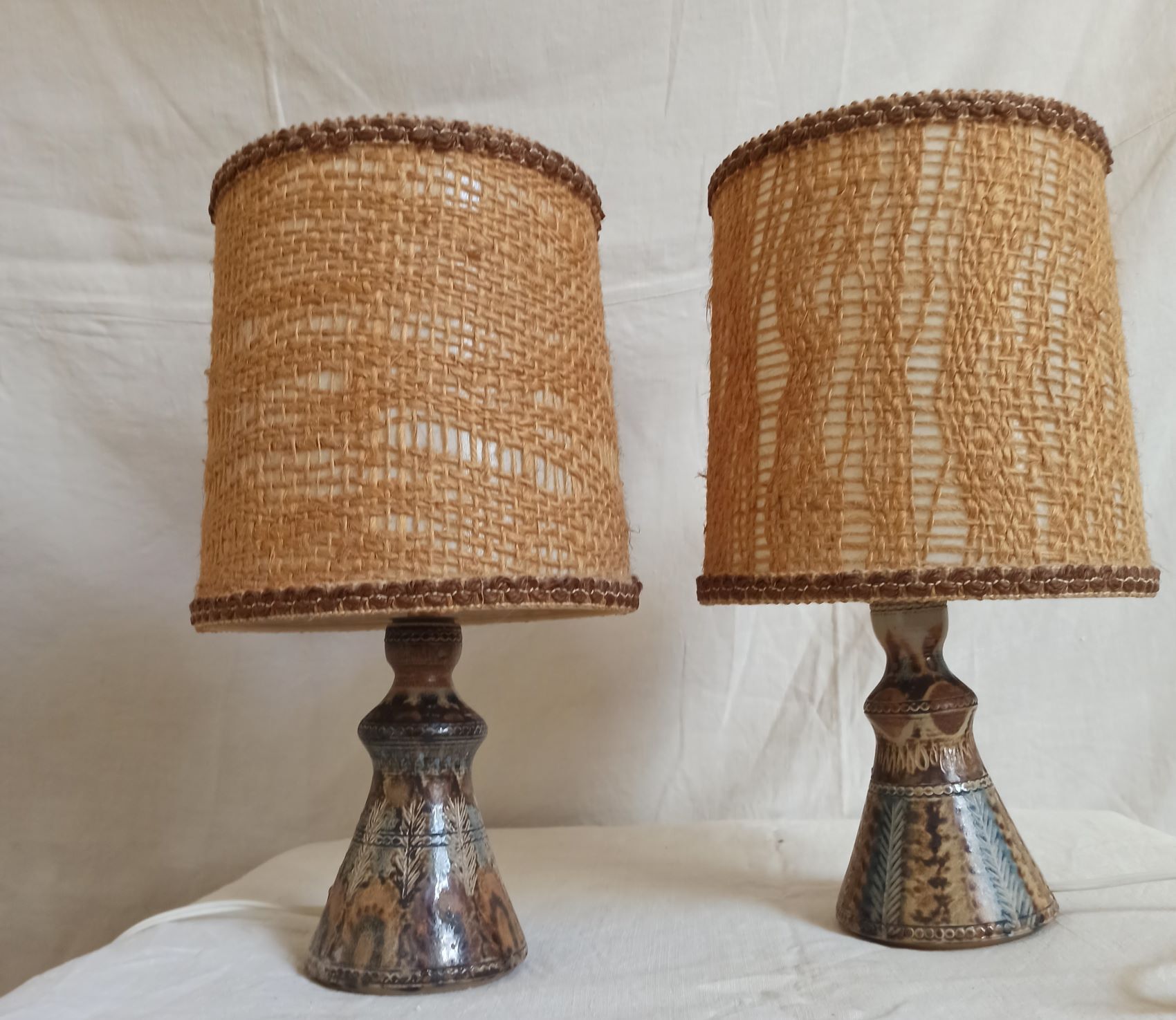 Pair of Courjault ceramic lamps