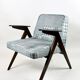 Grey-Blue Chequered Bunny Armchair by Józef Chierowski, 1970s