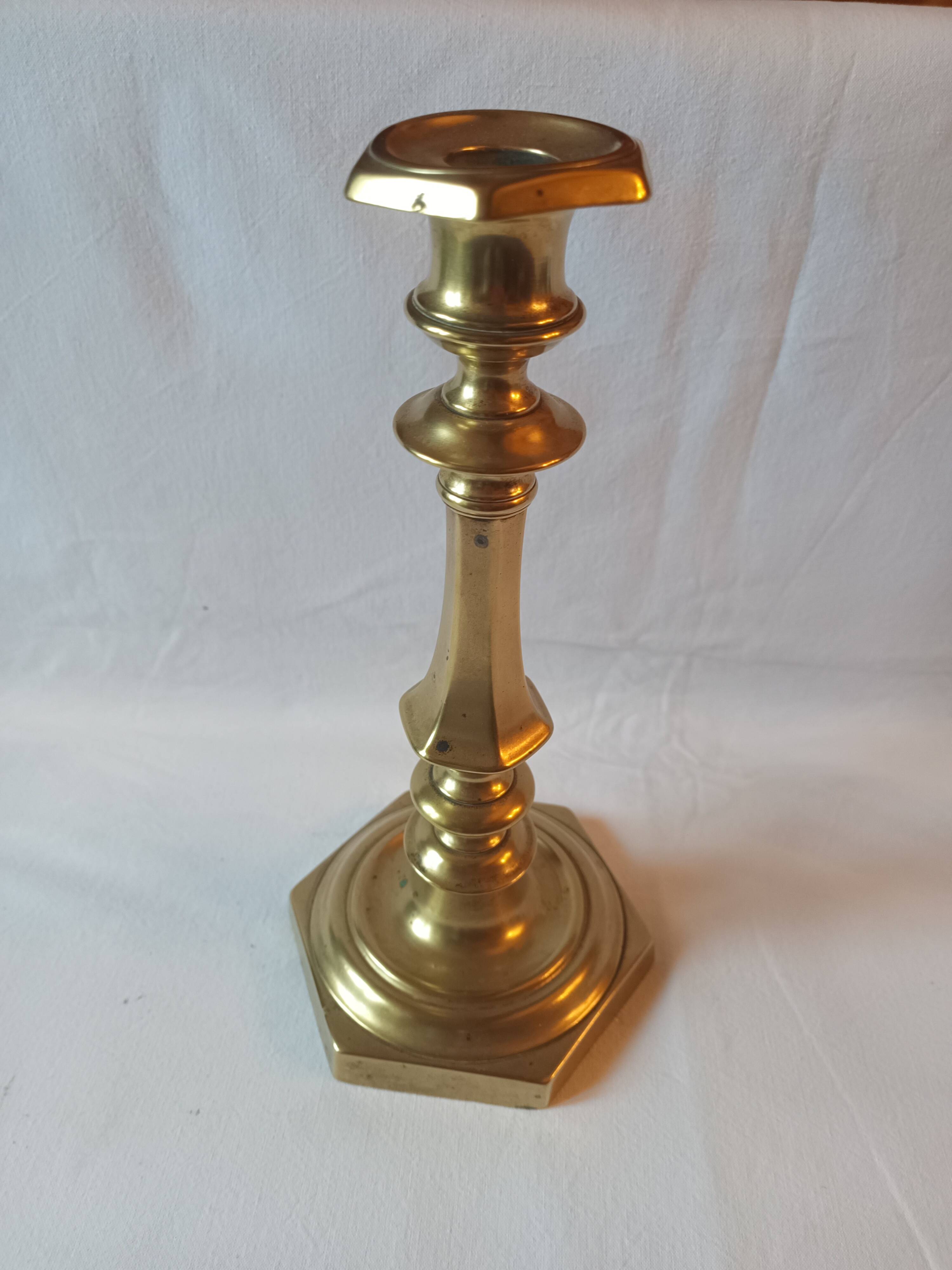 Antique bronze candlestick, 19th century, torch holder, candelabrum.