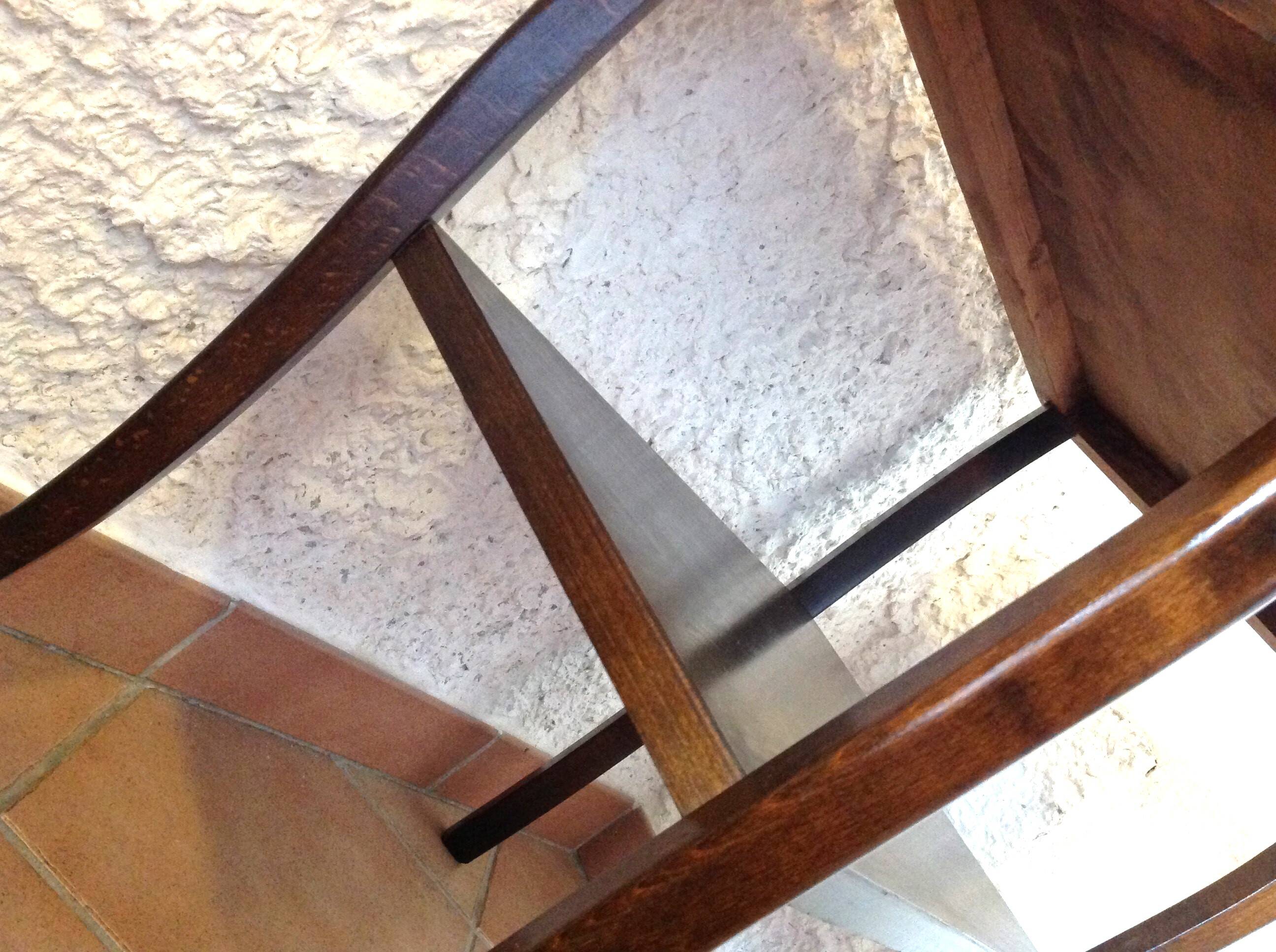 Varnished wooden stand with two shelves and curved legs / 50s-60s