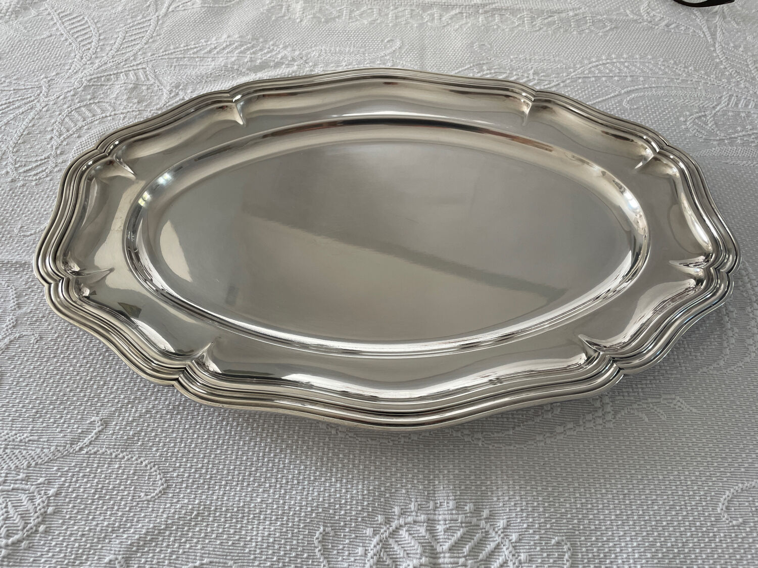 Large plate in silver metal goldsmith Orbrille 51 x 35 cm.