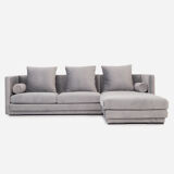 Canapé d’angle malmo argent velour, design scandinave