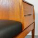 Bench phone 2 drawers in teck and black leather 1970