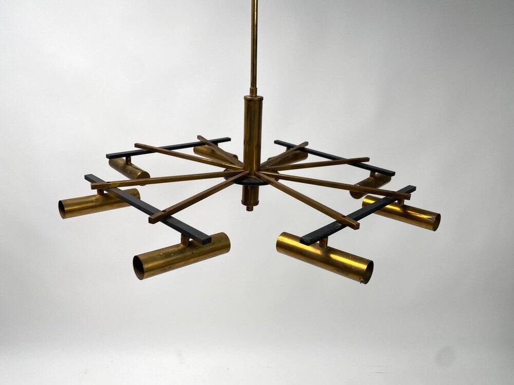 Mid-Century Ceiling Light in Brass & Metal from Stilnovo, Italy, 1950s