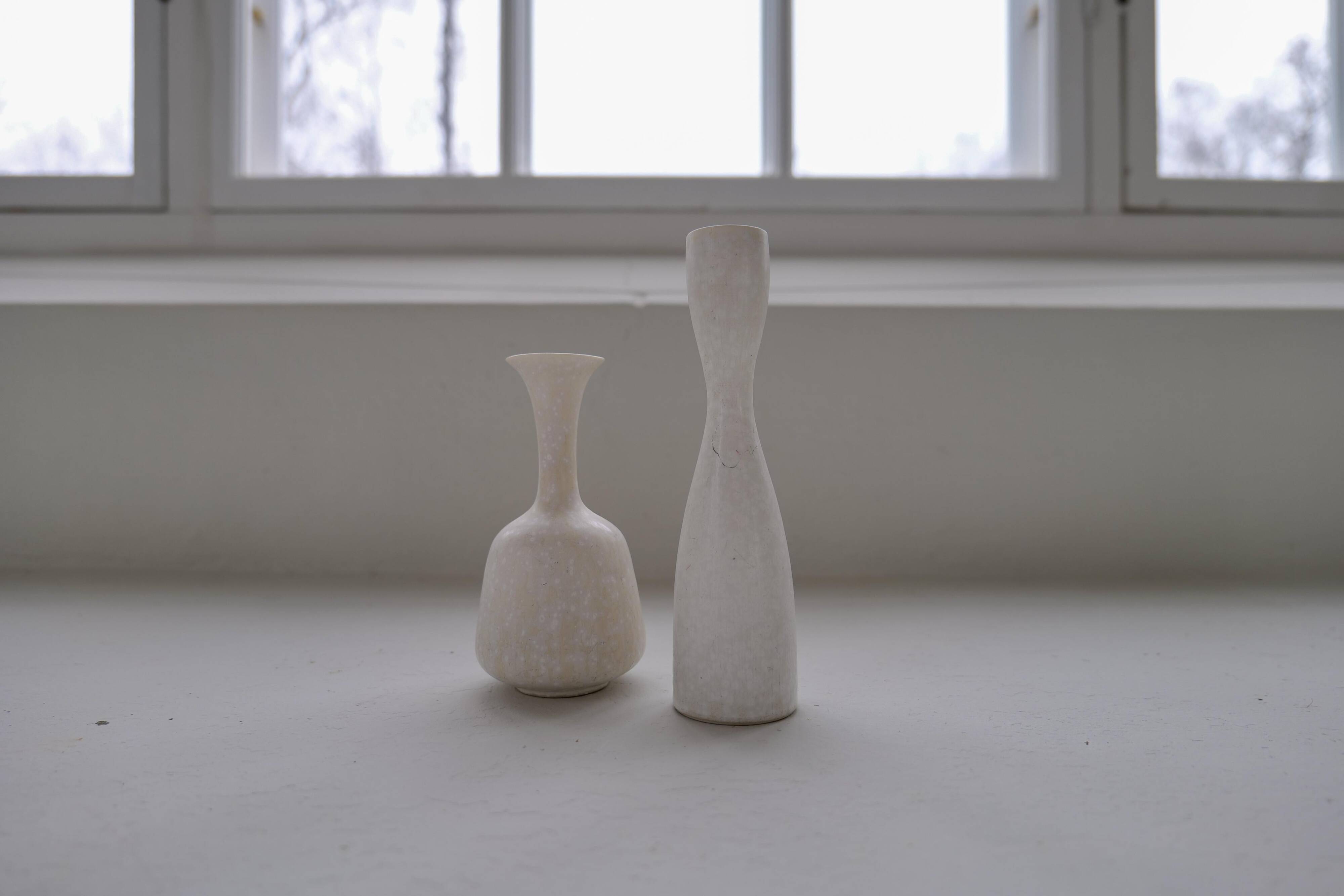 Group of 6 white and grey Midcentury Modern vessels Rörstrand Sweden 1950