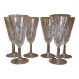 Set of 6 champagne flutes in Reims crystal glass 1950