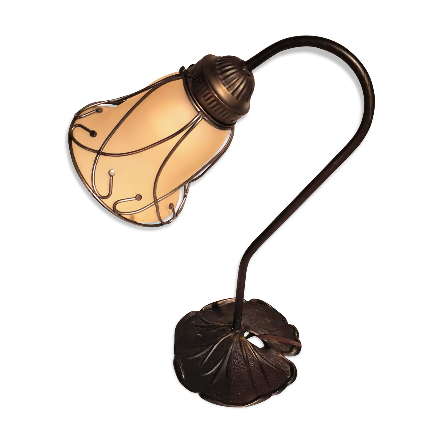 Aged metal and tulip glass