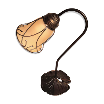 Aged metal and tulip glass