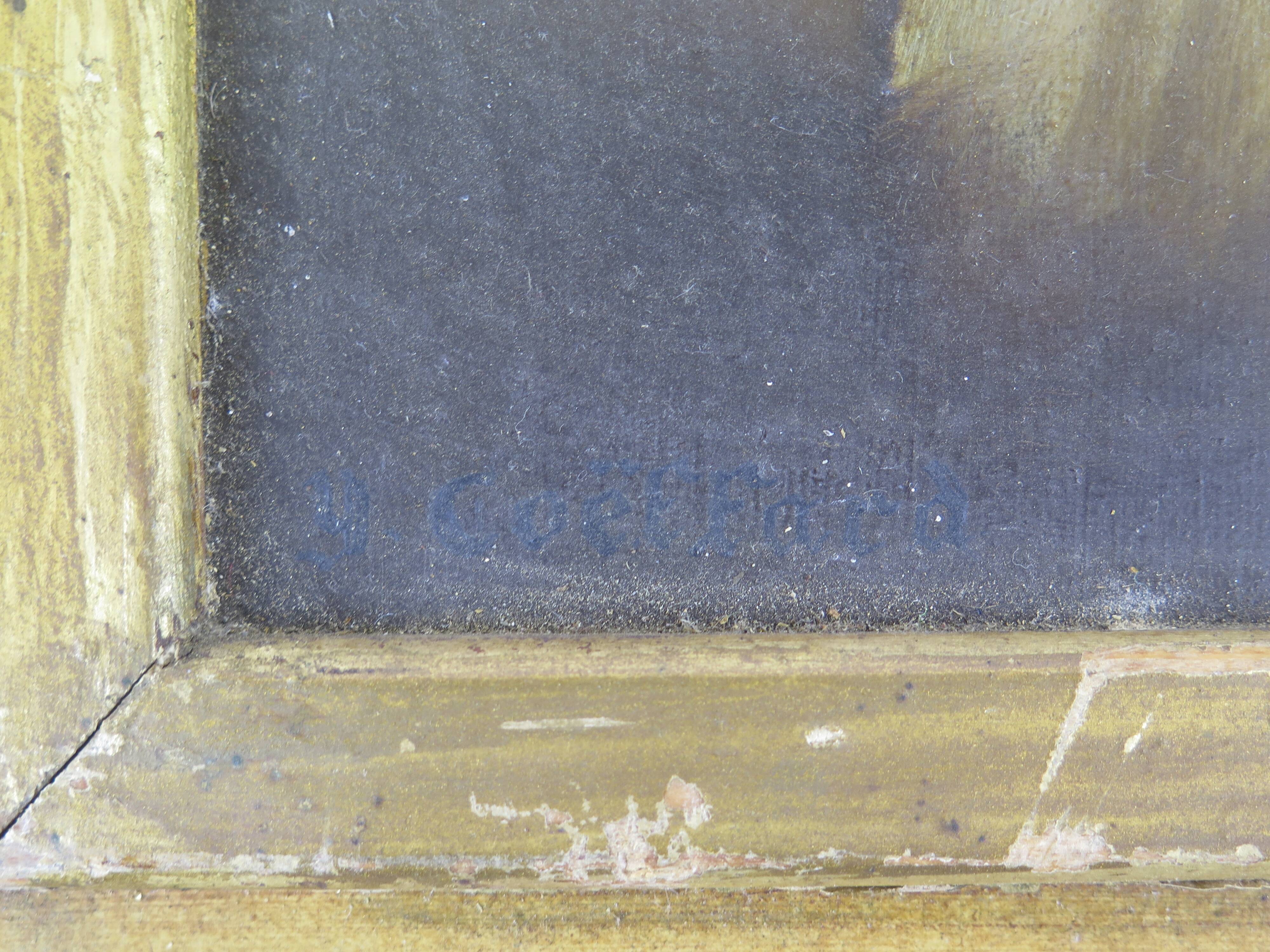 Antique oil painting portrait young lady oil on panel with gilded frame