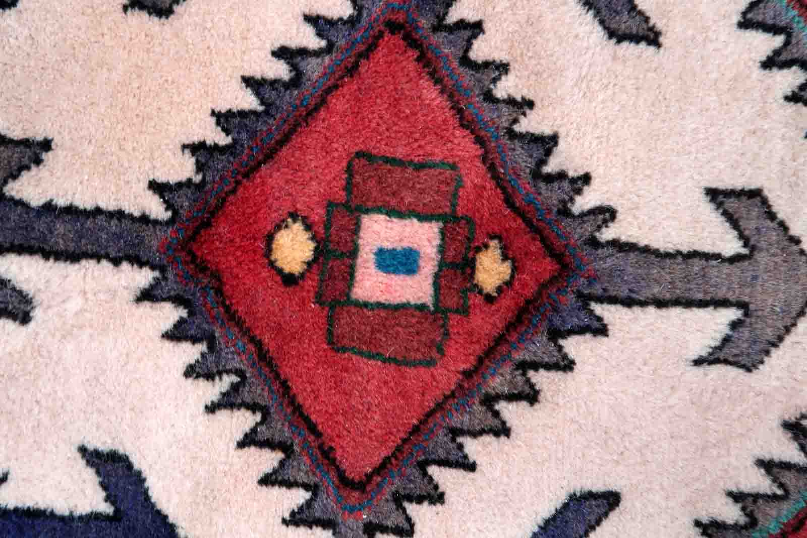 Vintage persian carpet hamadan handmade 42cm x 60cm 1970s