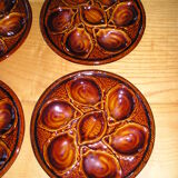 Set of 6 St Clément earthenware oyster plates