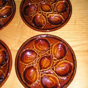 Set of 6 St Clément earthenware oyster plates