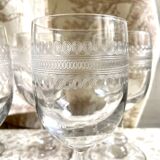 5 engraved glass stemmed glasses