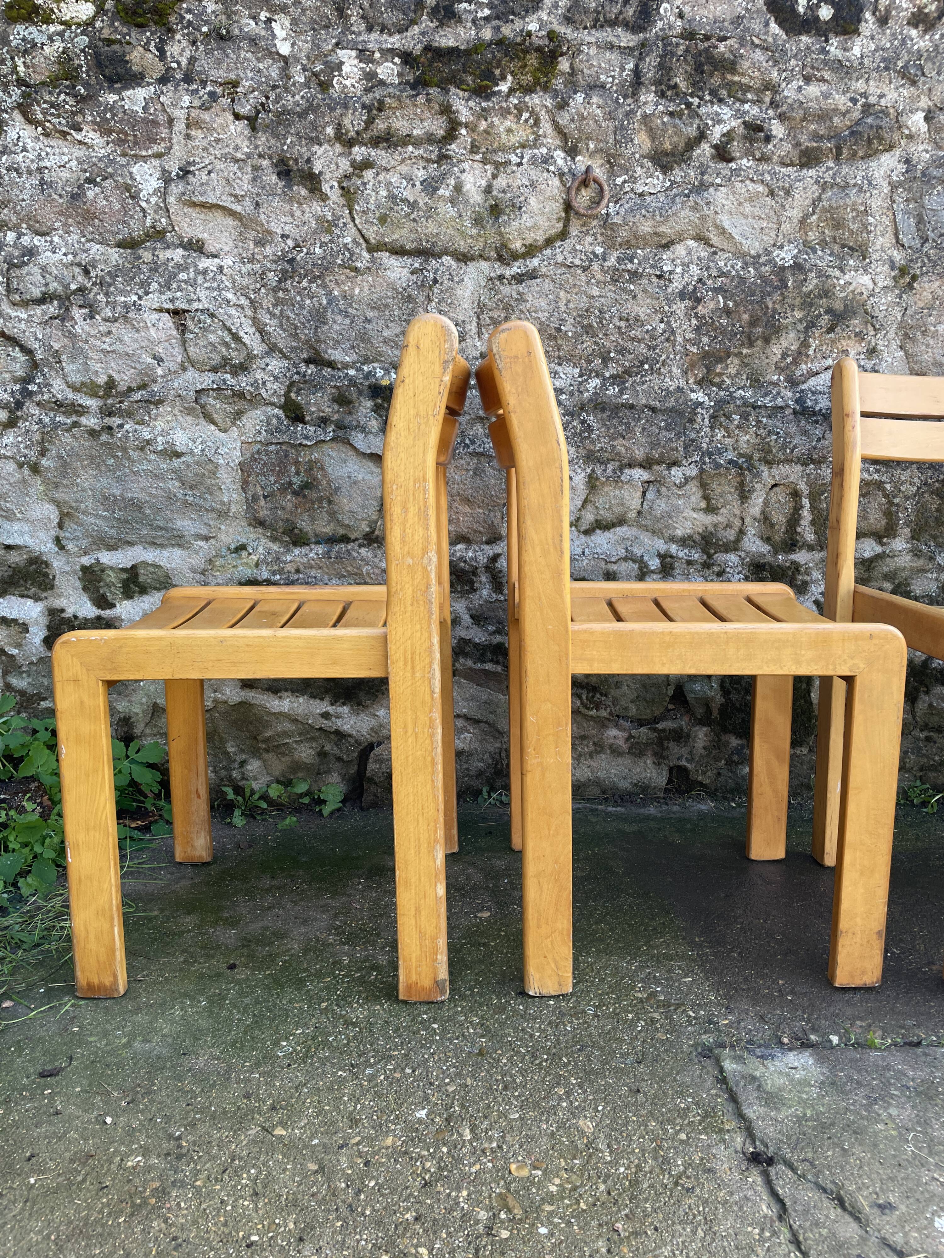 Suite of 8 solid beech chairs