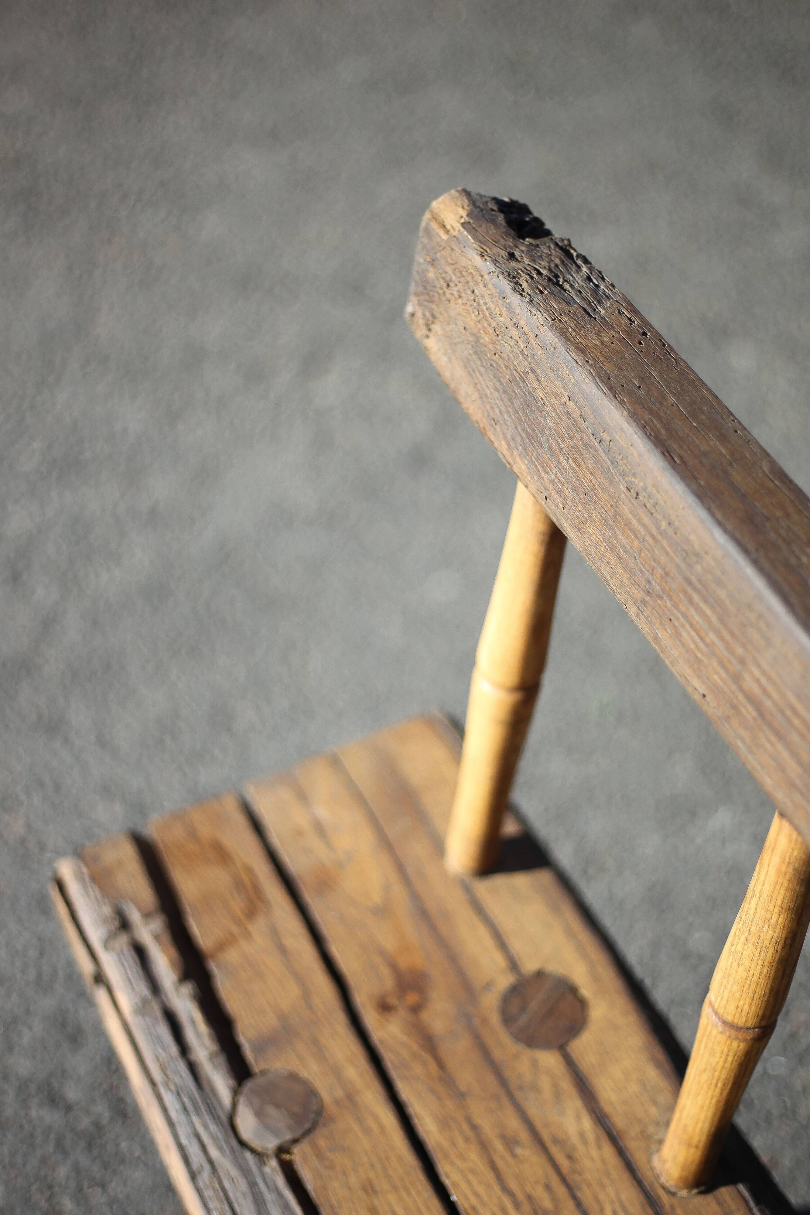 Large vintage wooden bench, old wooden bench, handcrafted bench, brutalist, entrance hall