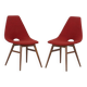 Wooden chairs with burgundy red fabric, circa 1950