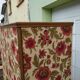 Wardrobe - wardrobe - Old - Wood - Floral Fabric - Artisanal