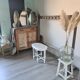 Banc de piano canné style shabby chic