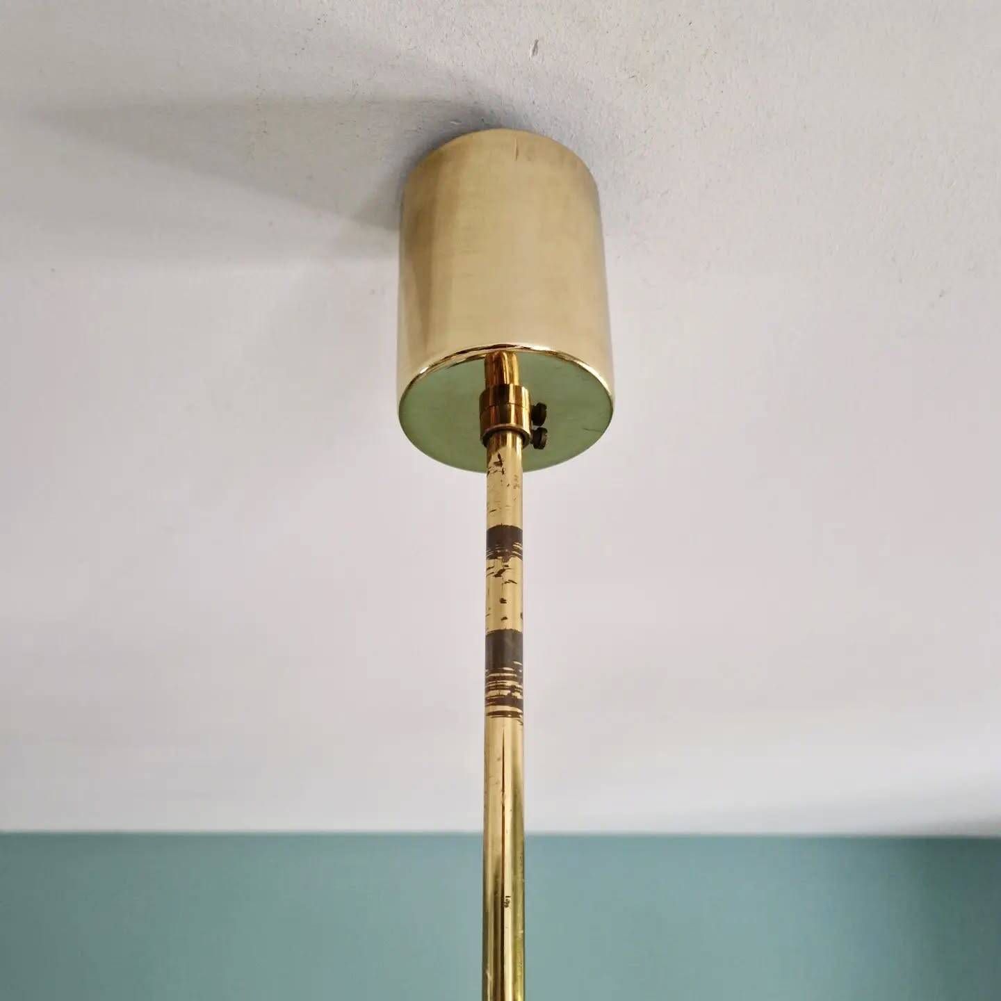 Geometric brass chandelier, design by Gaetano Sciolari, Boulanger, 1970.