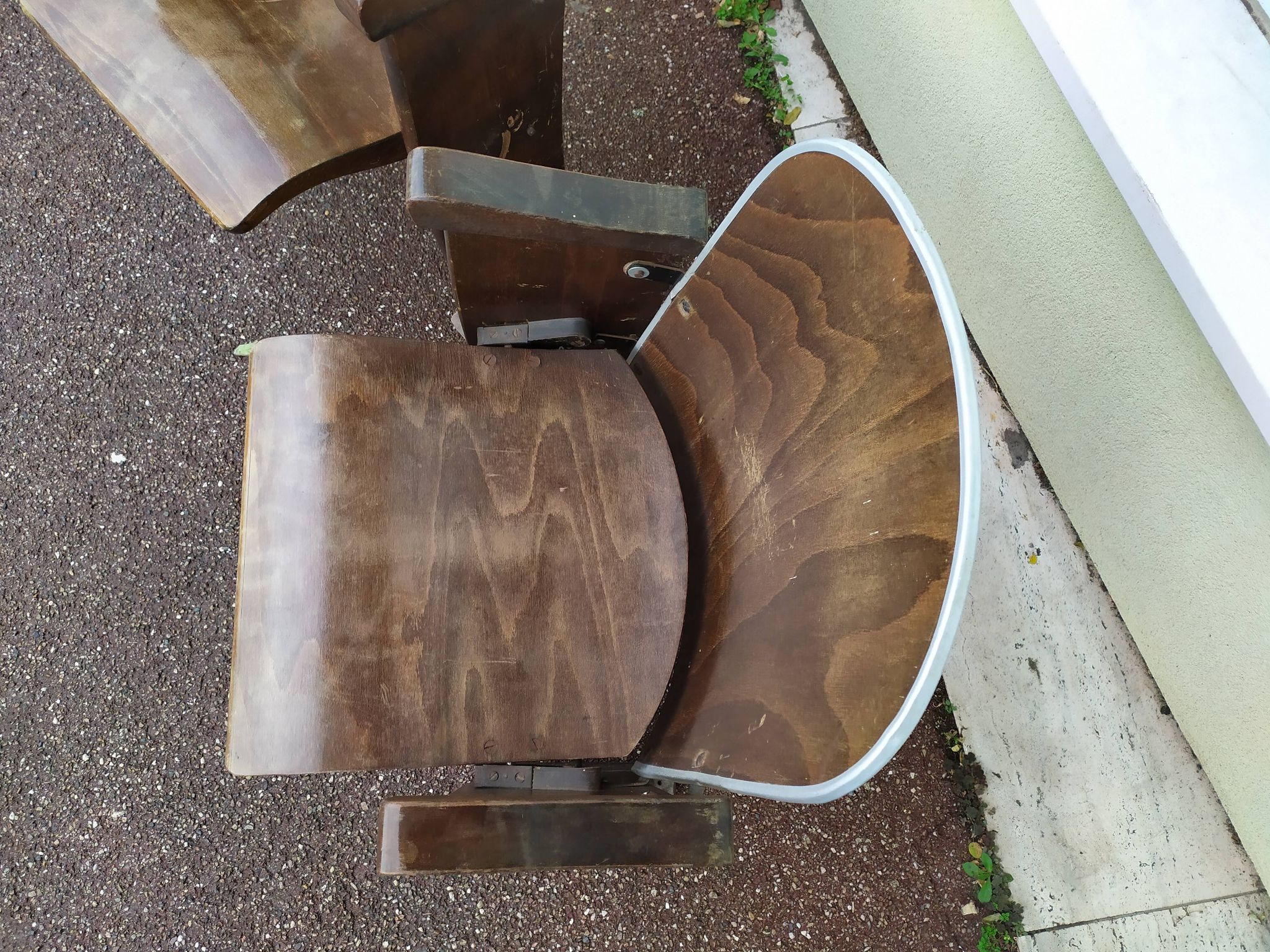 Pair of vintage antique wooden cinema chair s