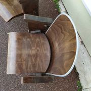 Pair of vintage antique wooden cinema chair s