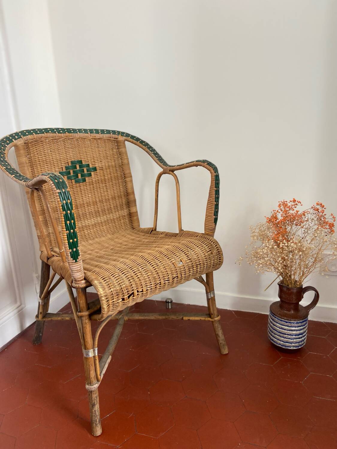 Vintage wicker armchair