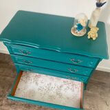 Vintage chest of drawers with a duck blue makeover