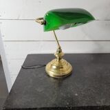 Lampe de bureau vintage en laiton abat-jour en verre