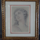 Portrait of a romantic young woman drawing signed circa 1900 47x42 cm SB