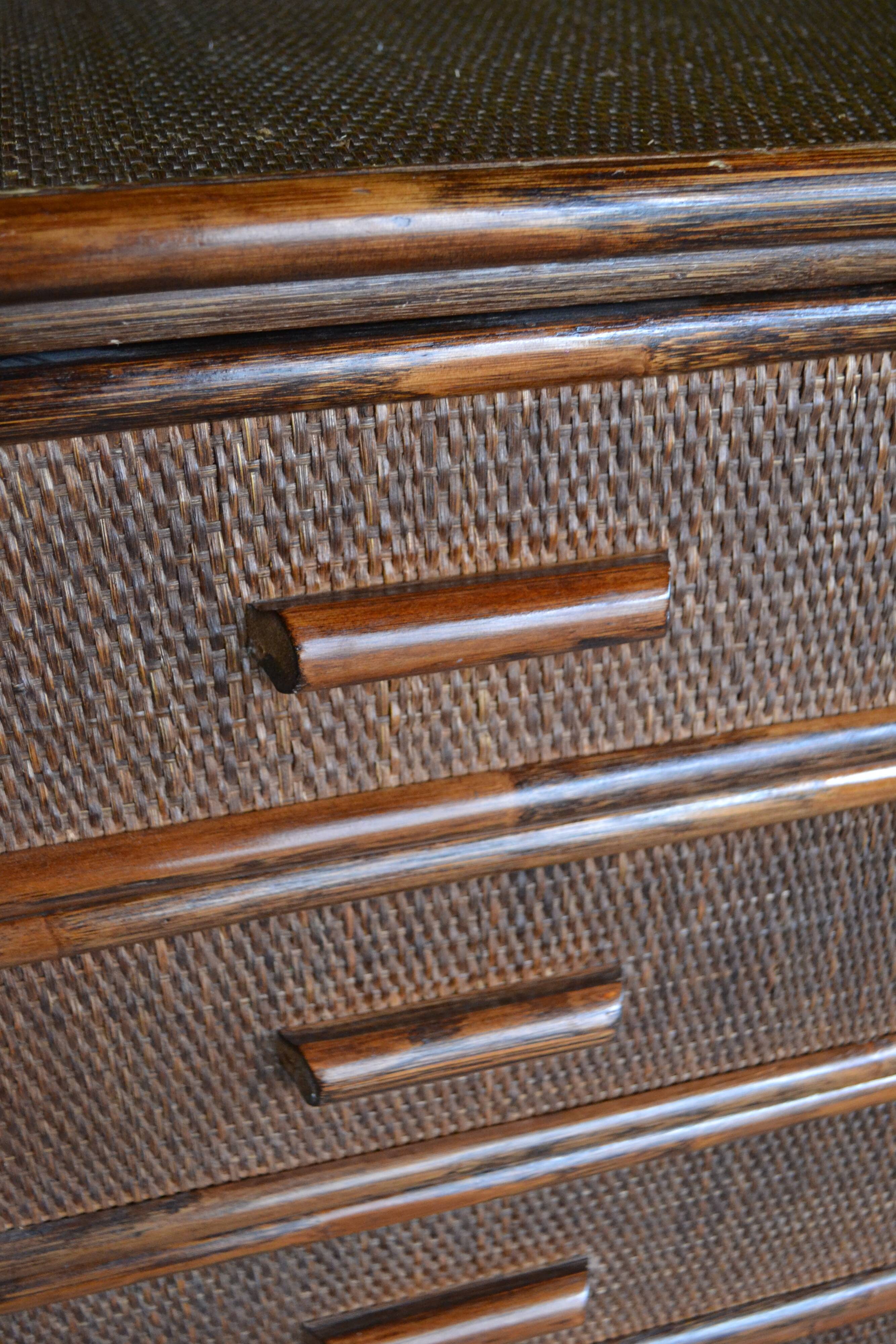 commode rotin et bambou années 70