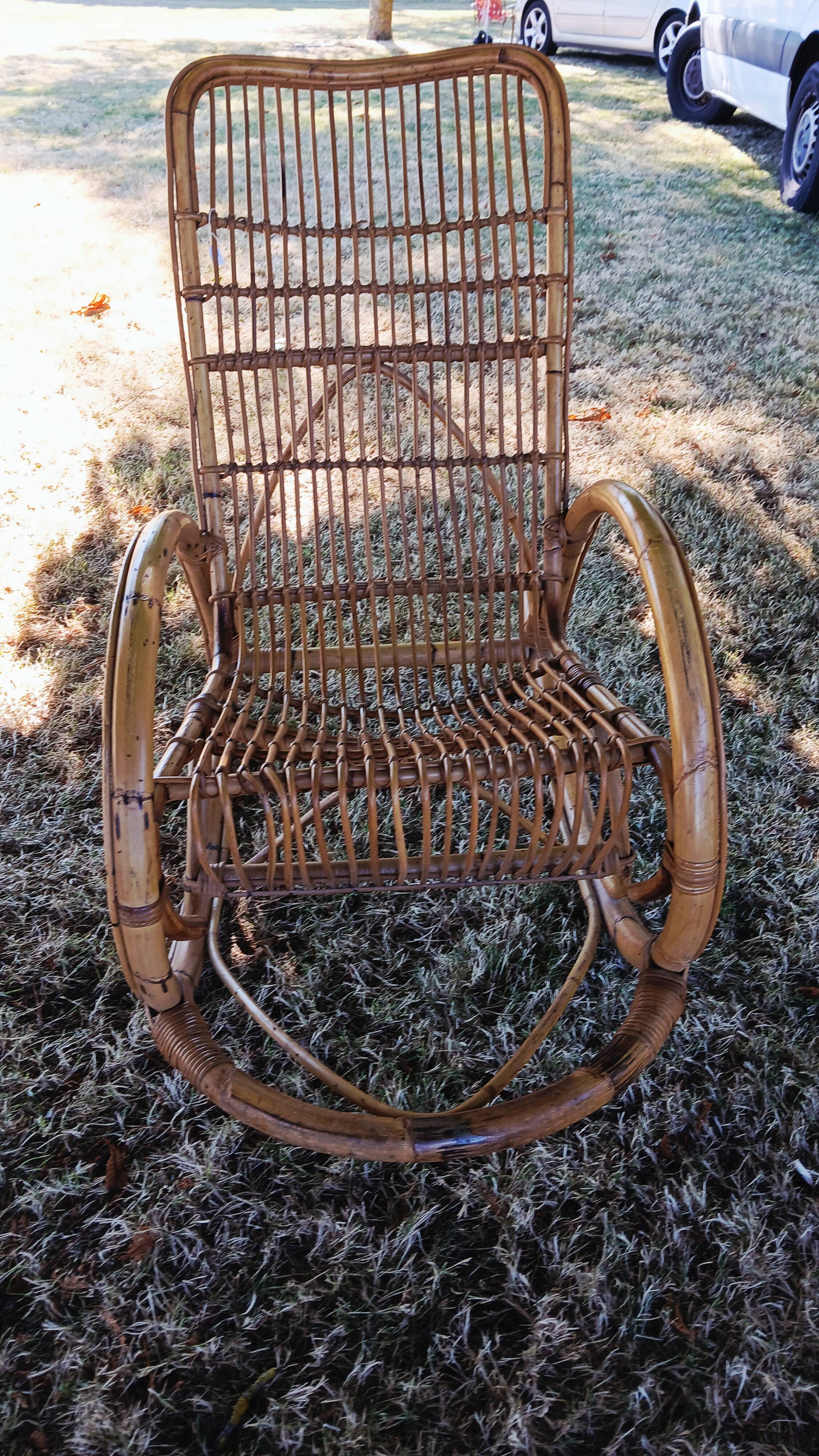1960s rattan rocking chair by Rohe Noorwolde