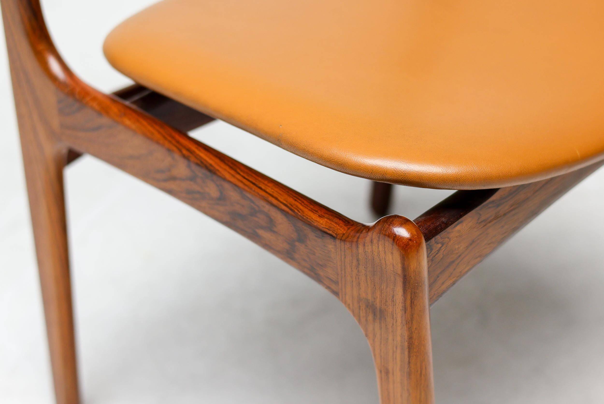 Set of 6 Danish rosewood dining chairs Model No 49 by Erik Buch