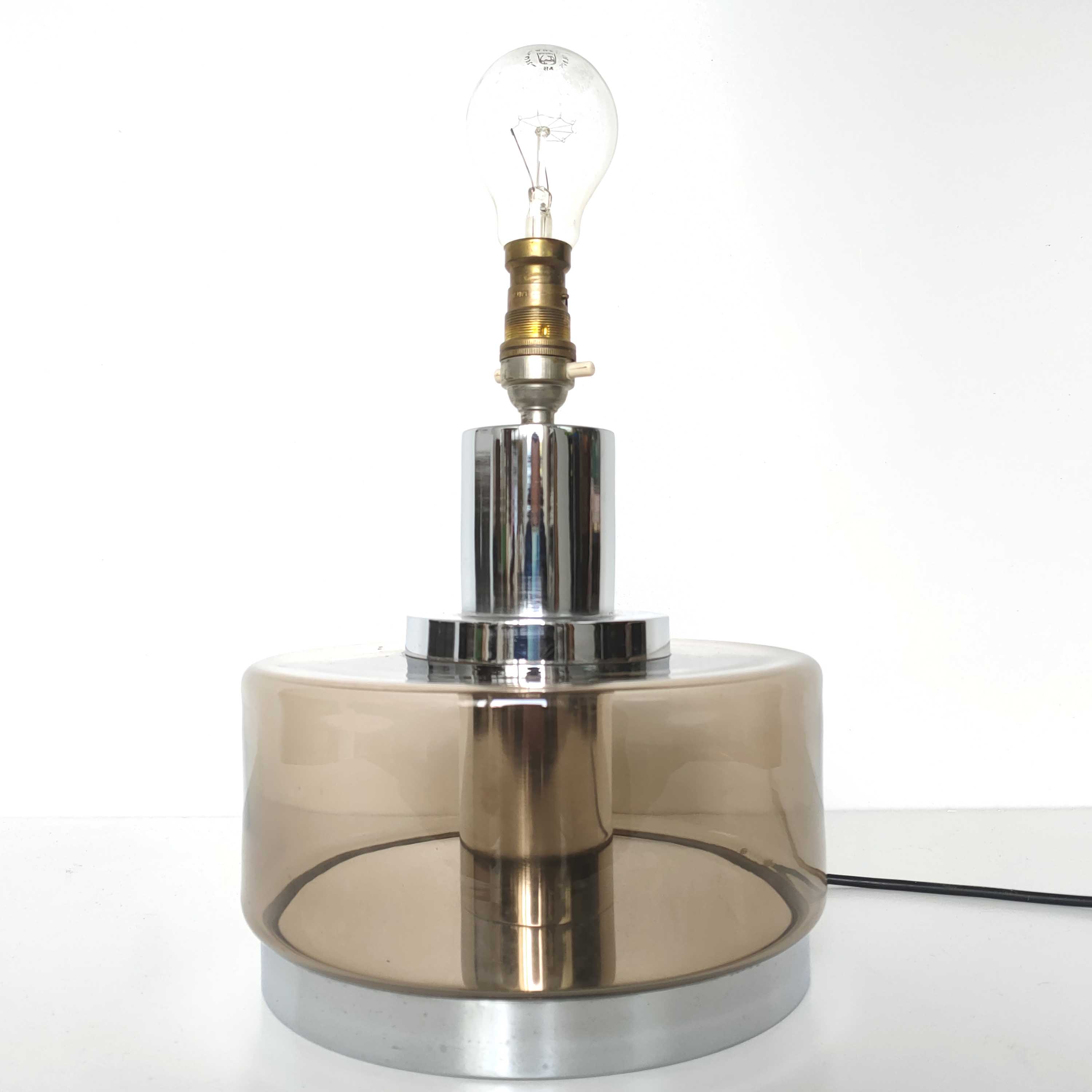 Lamp foot 70s smoked glass