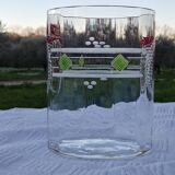 Vase en cristal gravé et émaillé 19 ème