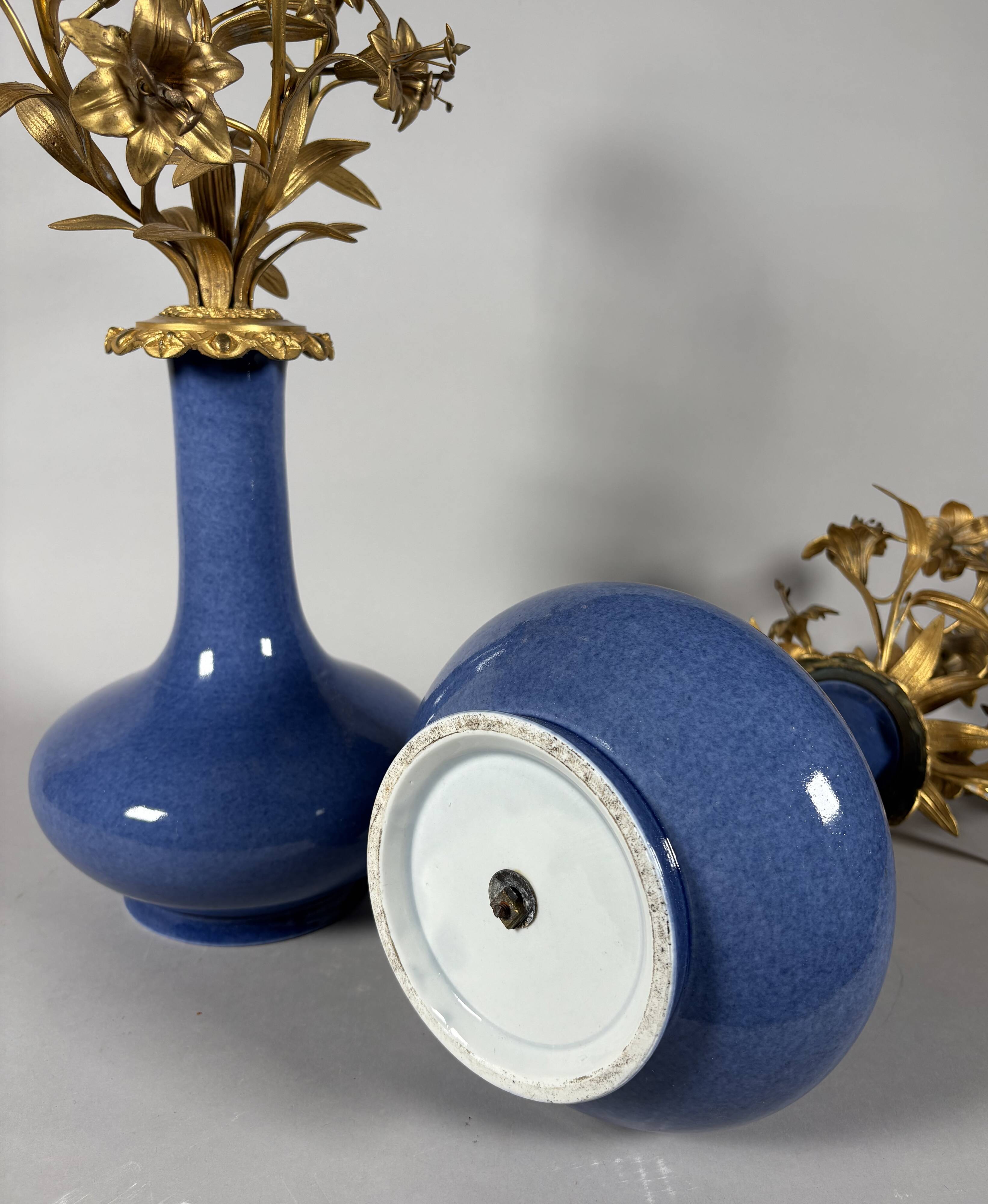 Pair of candelabra with flowers in Louis XV style, Napoleon III period.