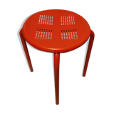 Red patinated metal stool