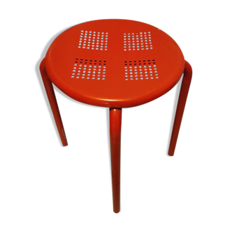 Tabouret métal patiné rouge