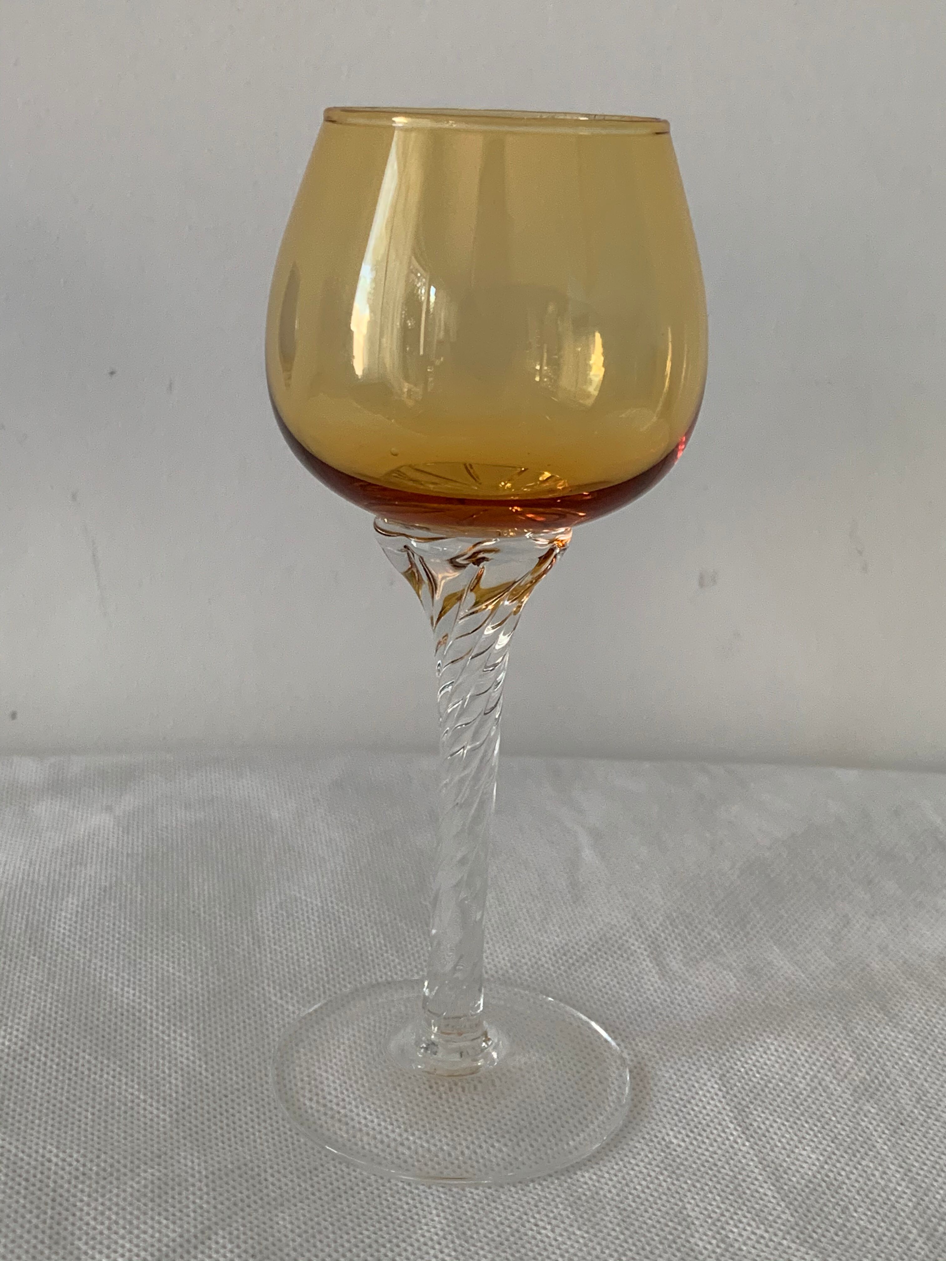 Set of 6 murano 1970 colored digestive glasses
