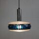 Vintage Chrome & Blue Pendant Lamp - 1970s Massive Belgium Lighting