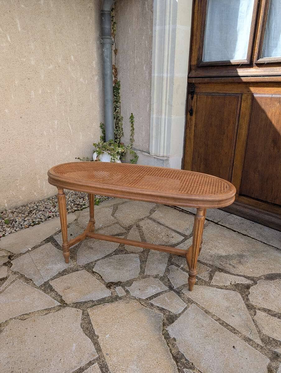Antique caned bench