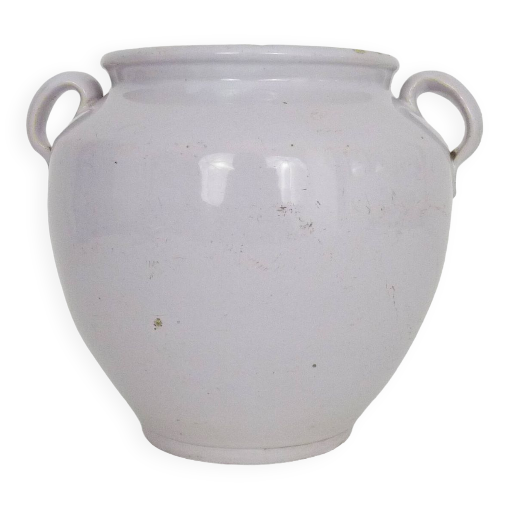Glazed white confit pot, south west of France. Storage jar. Pyrenees 19th century