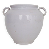 Glazed white confit pot, south west of France. Storage jar. Pyrenees 19th century