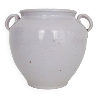 Glazed white confit pot, south west of France. Storage jar. Pyrenees 19th century