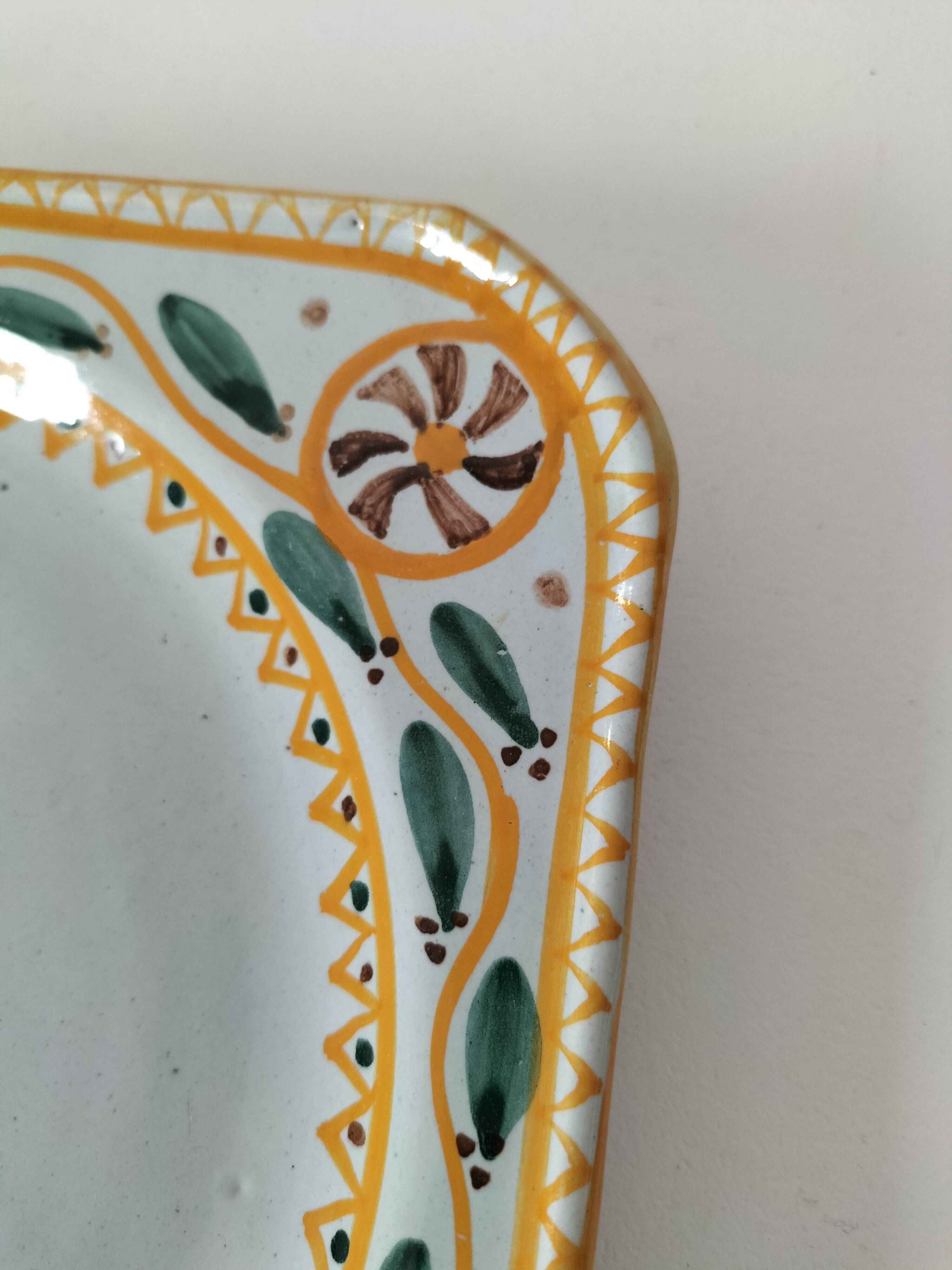 Square dish in earthenware Hubaudière & Bousquet (HB) Quimper