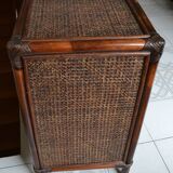 Vintage rattan bamboo chest of drawers
