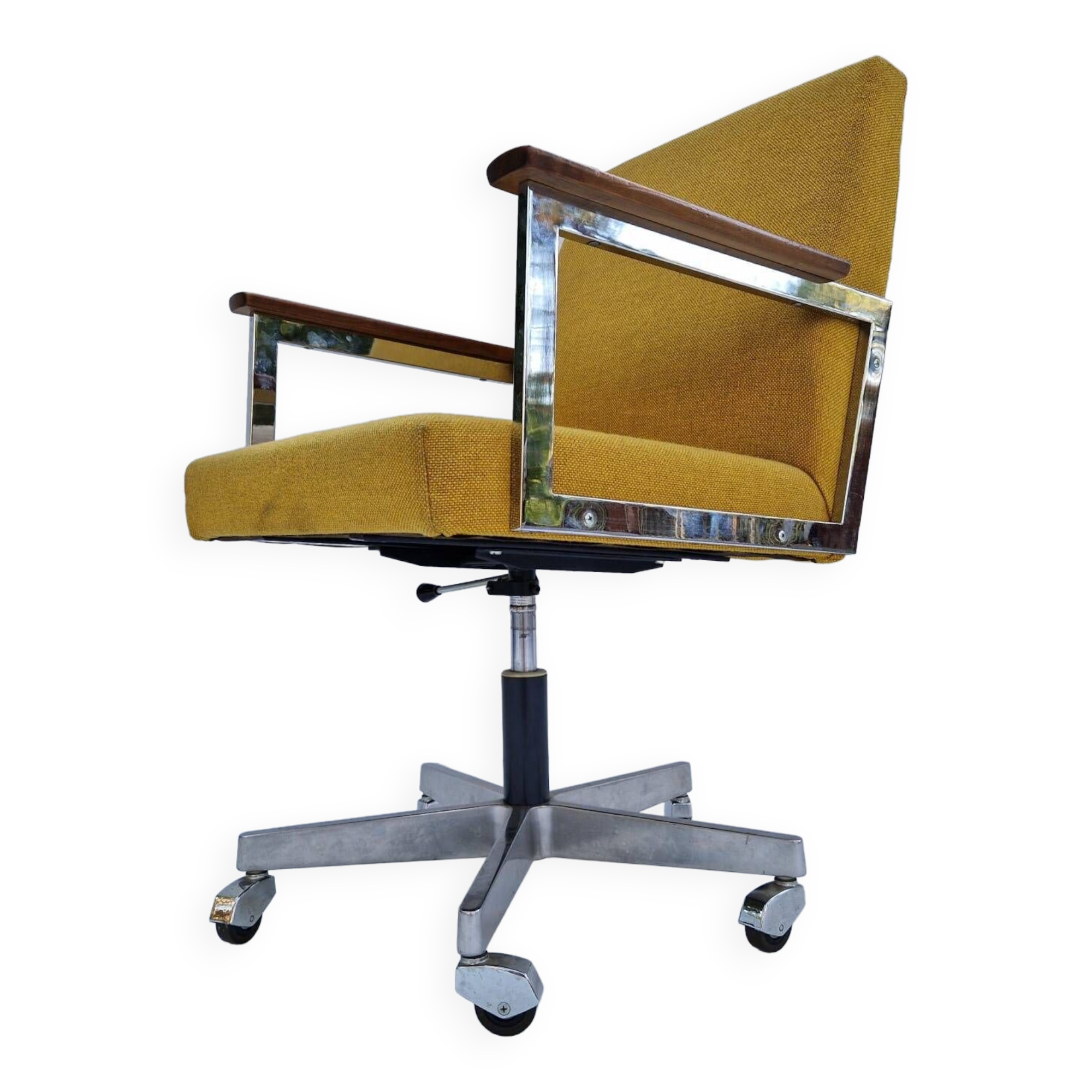 Doerner mid-century chrome steel swivel office chair