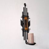 Sculptural Iron and orange glass wall candle holder for Dantoft, Denmark 1960's/1970's
