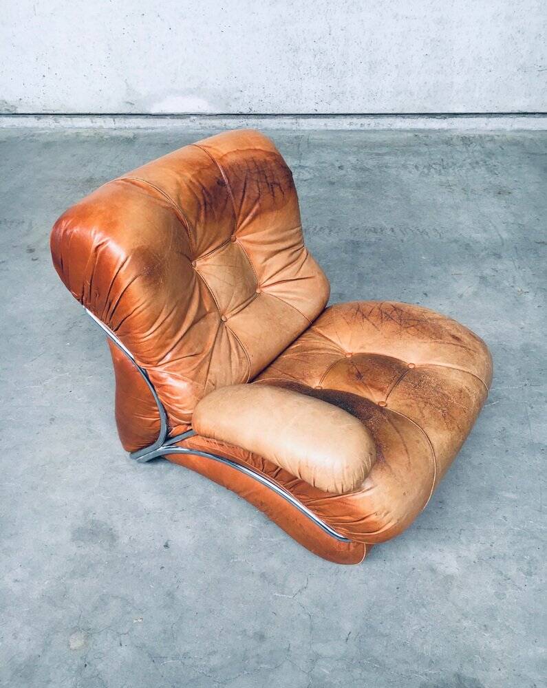 Mid-Century Modern Italian Leather Sectional Sofa by Ipe, Italy, 1970s, Set of 5